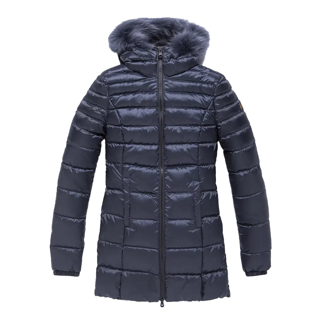 Piumino Cappuccio Pelliccia Lunghezza Media