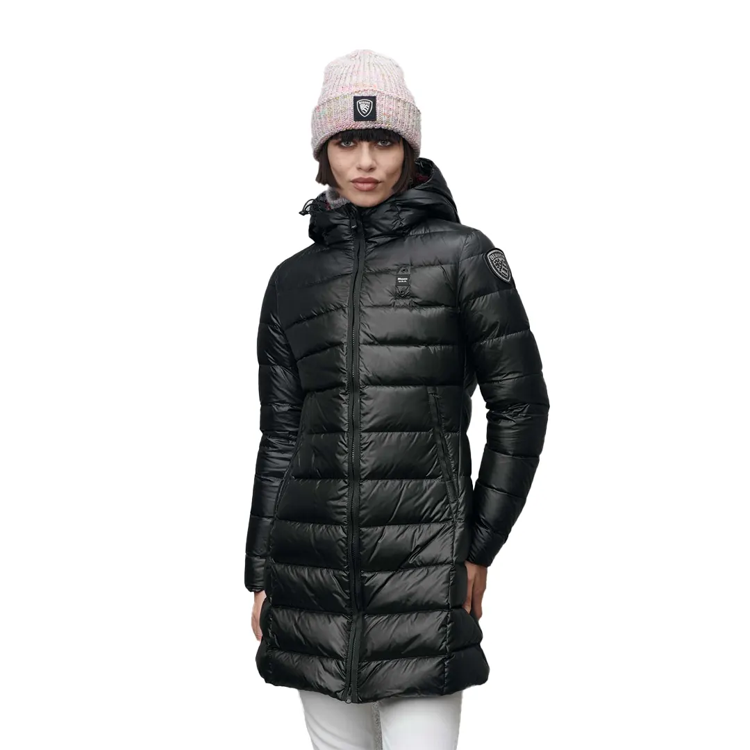 PIUMINO LUNGO A RIGHE AGNES - Nero - XS