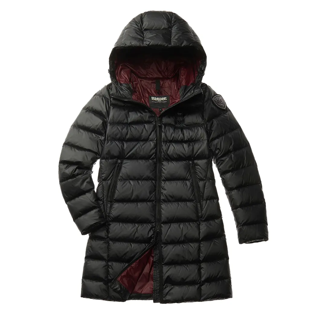 PIUMINO LUNGO A RIGHE AGNES - Nero - XS