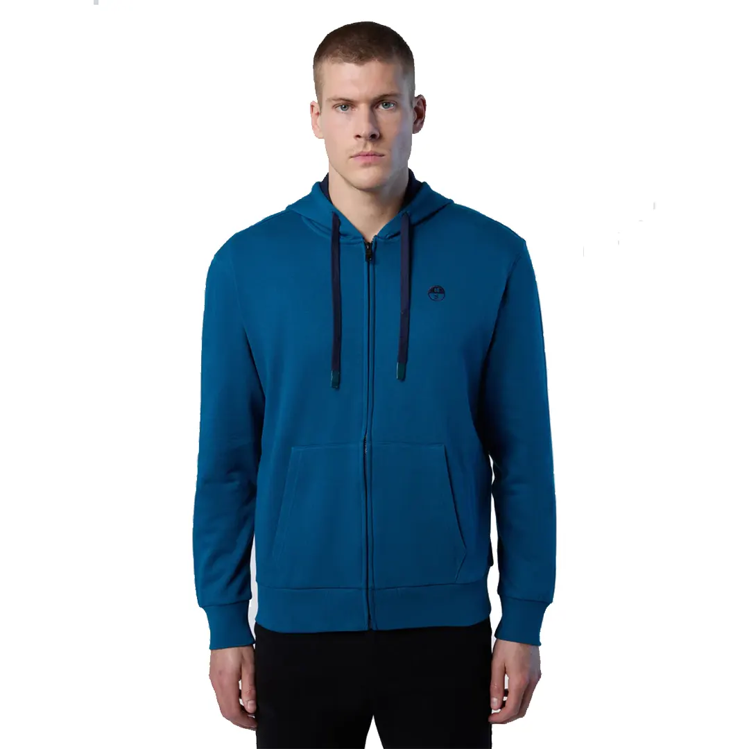 Felpa Zip Cappuccio - Blu Mare - S