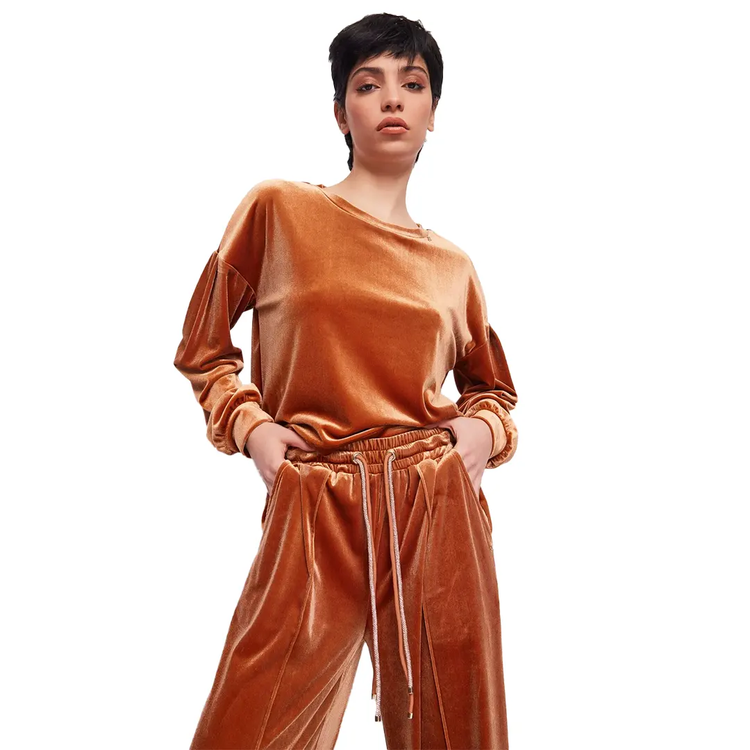 Felpa Cropped Ciniglia - Cammello - XS