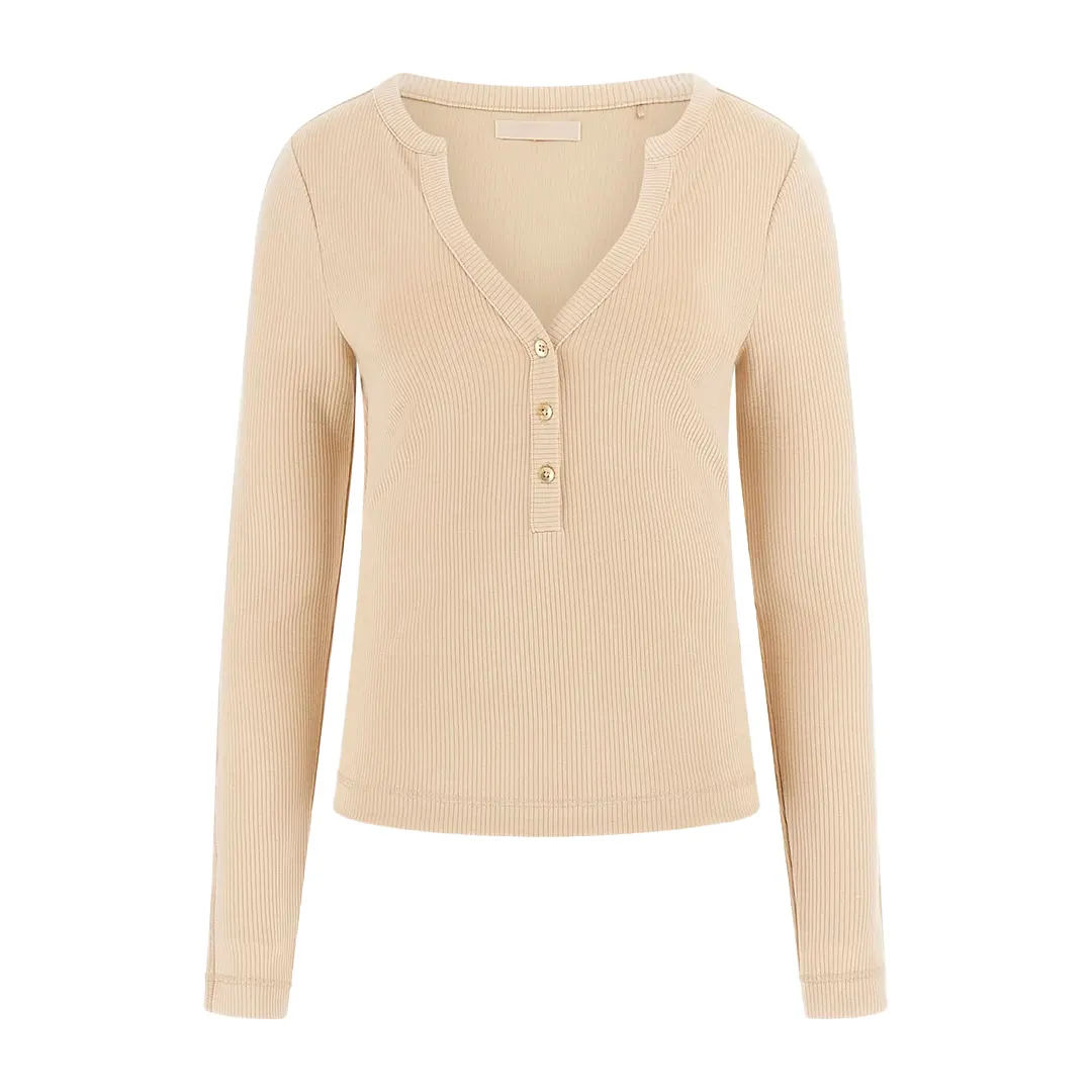 Maglia Con Bottoni Donna - Beige - S