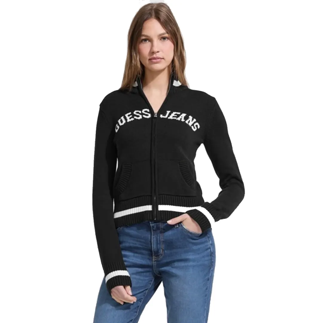 Maglione Zip Donna - Nero Bianco - S