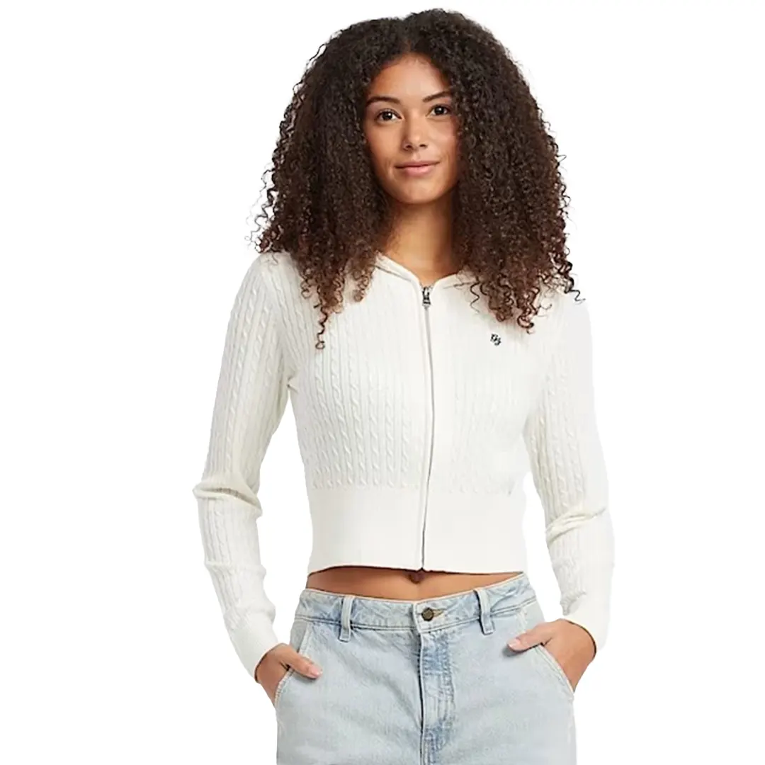 Maglia Cappuccio Zip Donna - Panna - XS