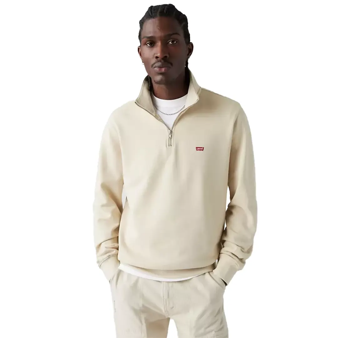 Maglia con zip a tre quarti - Beige - S