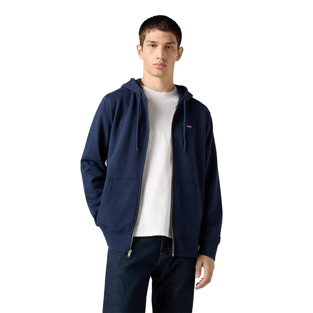 Felpa con zip e cappuccio - Navy - S