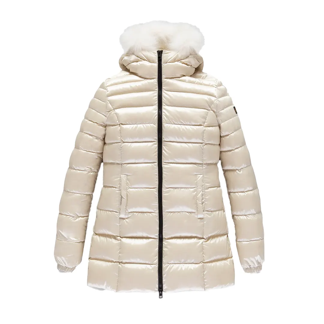 Piumino Cappuccio Pelliccia Lunghezza Media - Tofu - S/40