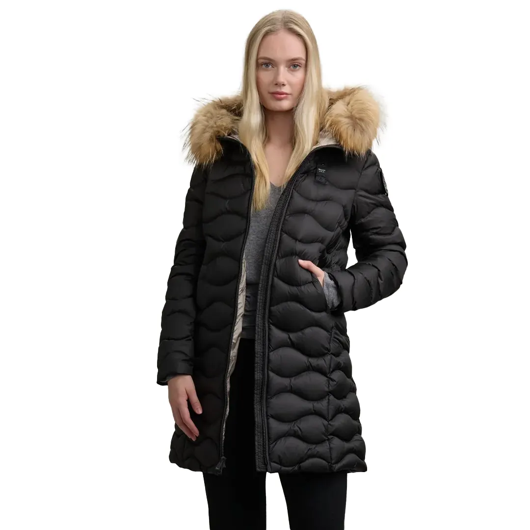 Piumino Lungo Onde Con Pelliccia Lynel Donna - Nero - XS