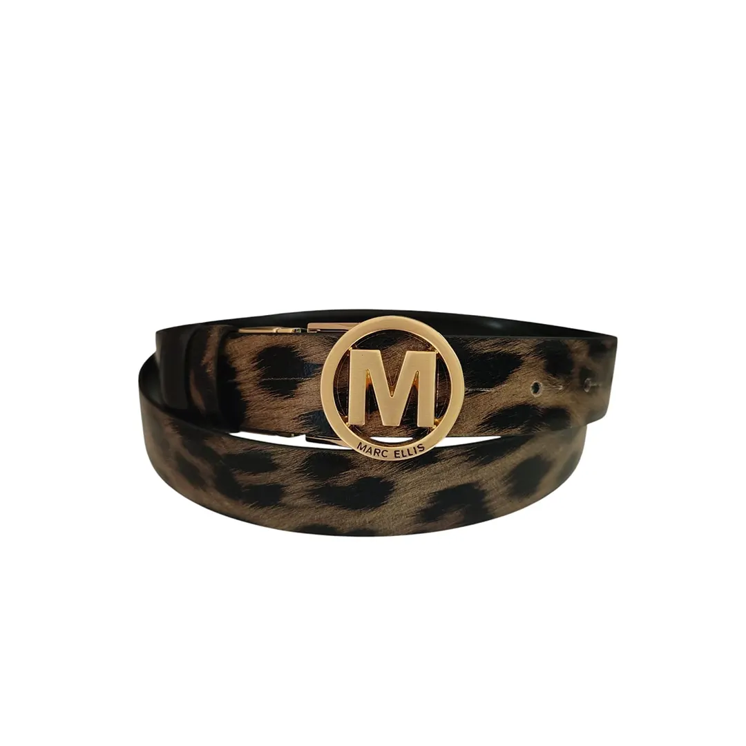 Cintura Reversibile Donna - Leopardato Nero Oro - 80cm