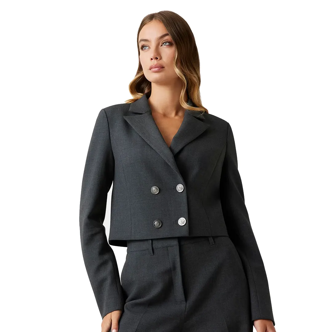 Giacca Crop Donna - Grigio Scuro - S