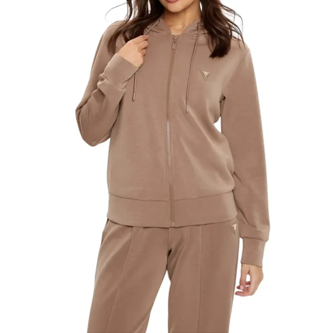 Felpa Cappuccio Zip Donna - Tortora - XS