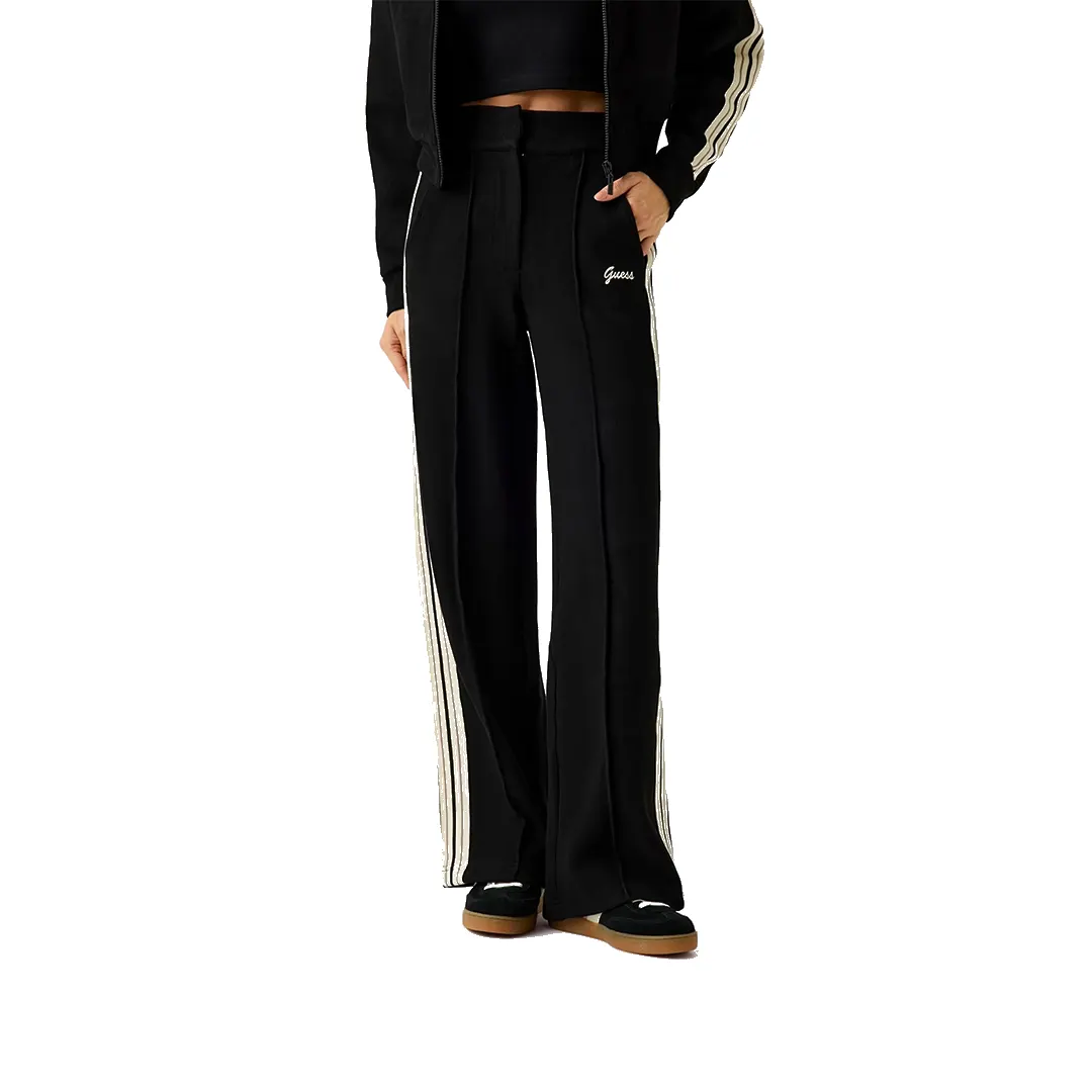 Pantatuta Costine Gamba Dritta Tasche Donna - Nero - S