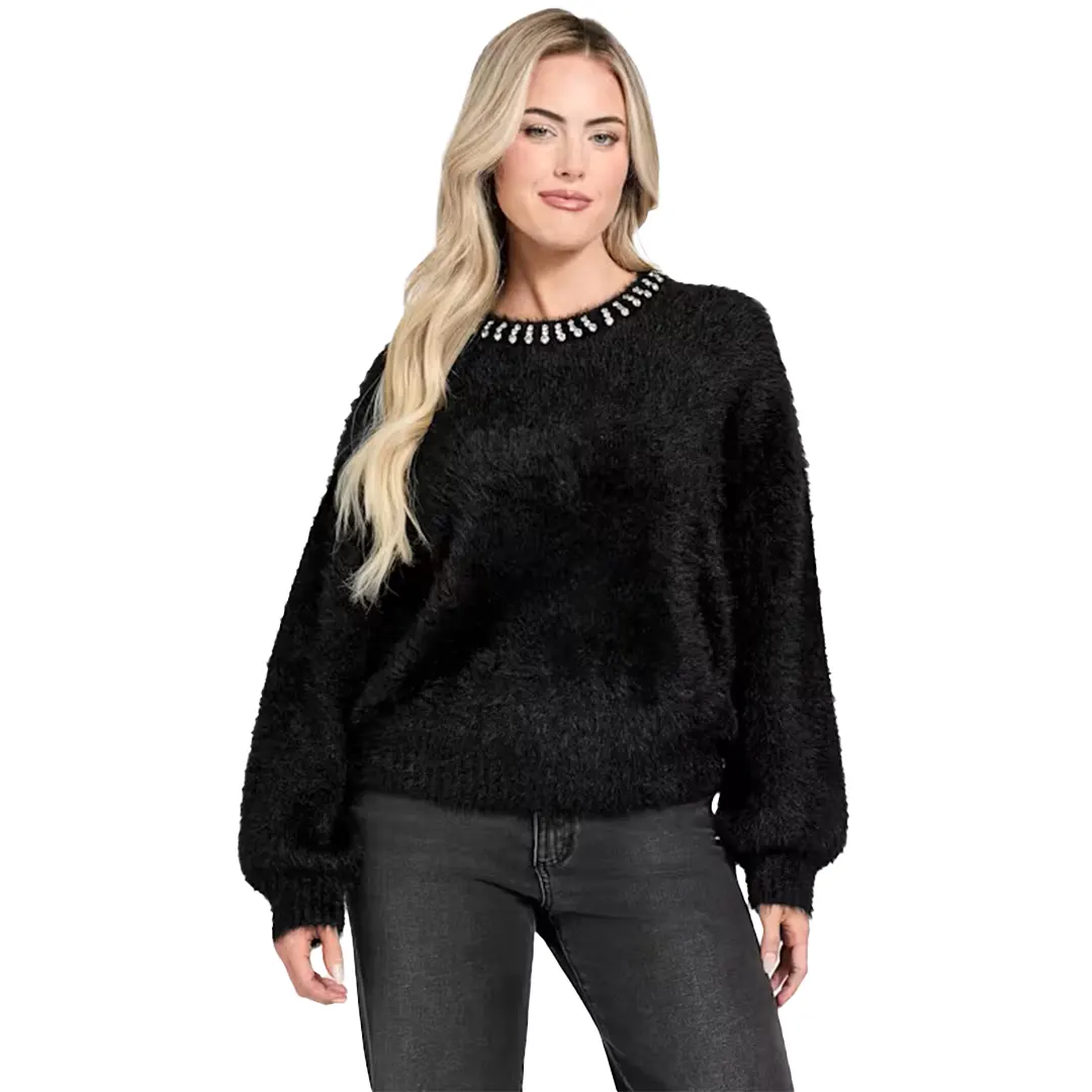 Maglione Pelo Strass Donna