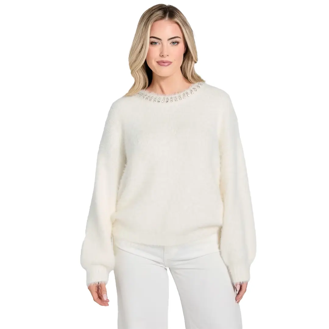 Maglione Pelo Strass Donna