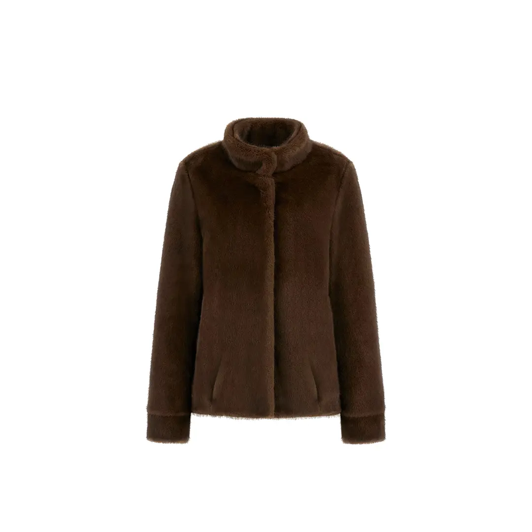 Giacca Bottoni Ecopelliccia Donna - Marrone - S