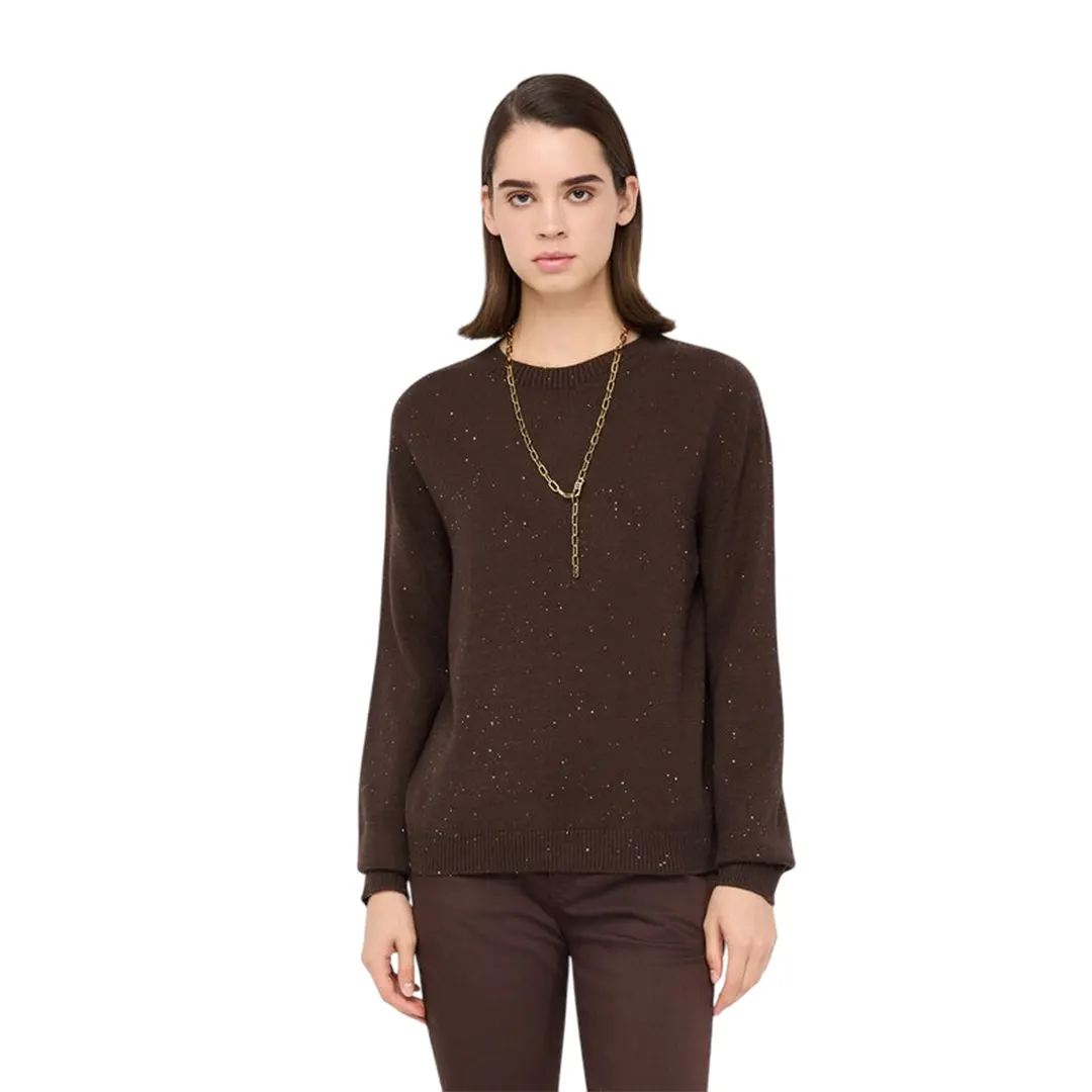 Maglia Paillettes Donna - Cioccolato - S