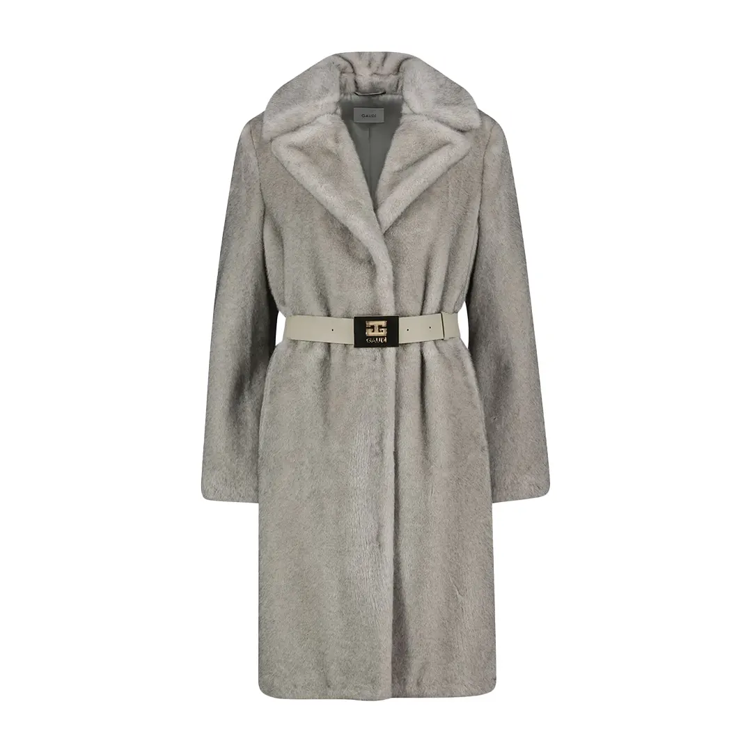 Cappotto Ecopelliccia Donna - Grigio Chiaro - 40