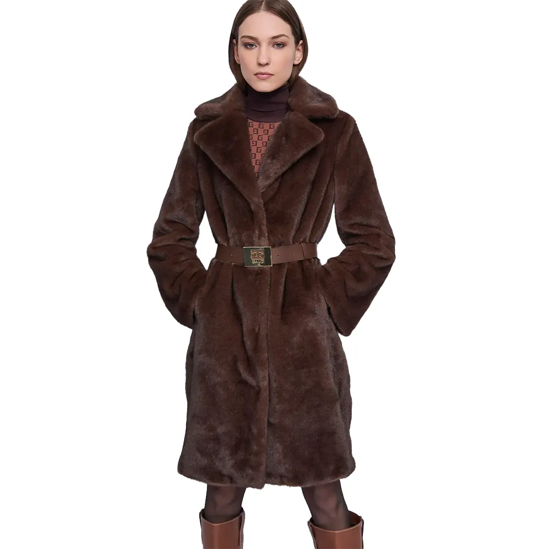 Cappotto Ecopelliccia Donna - Marrone - 40