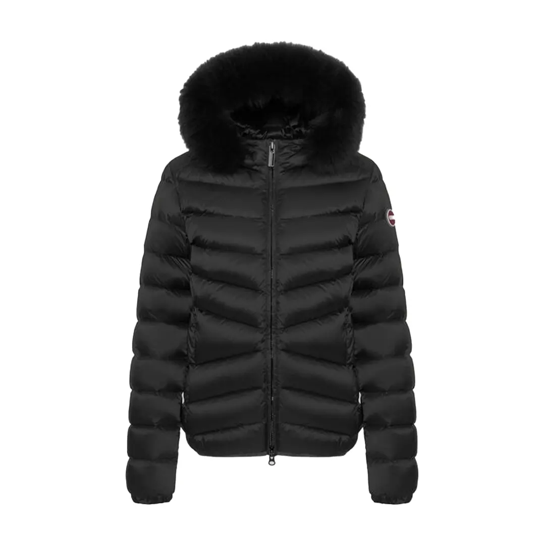 Giubbotto Cappuccio Pelliccia Donna - Nero - 40