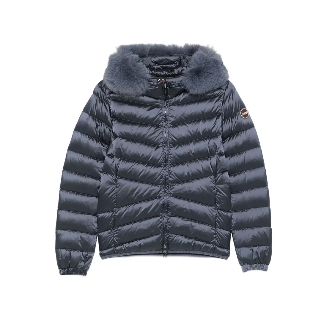 Giubbotto Cappuccio Pelliccia Donna - Violetto - 42