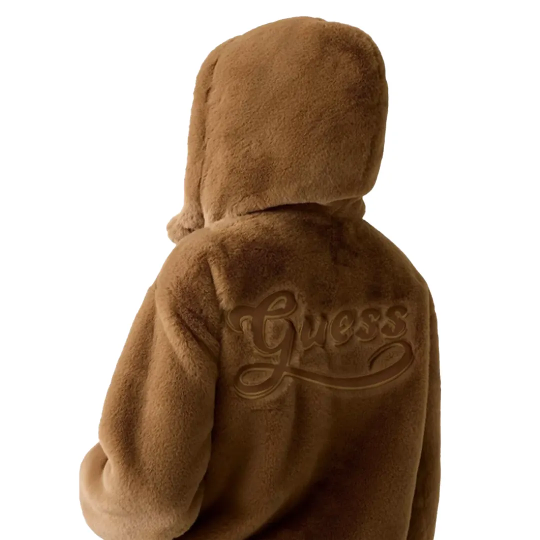 Giacca Cappuccio Zip Ecopelliccia Donna - Beige - XS
