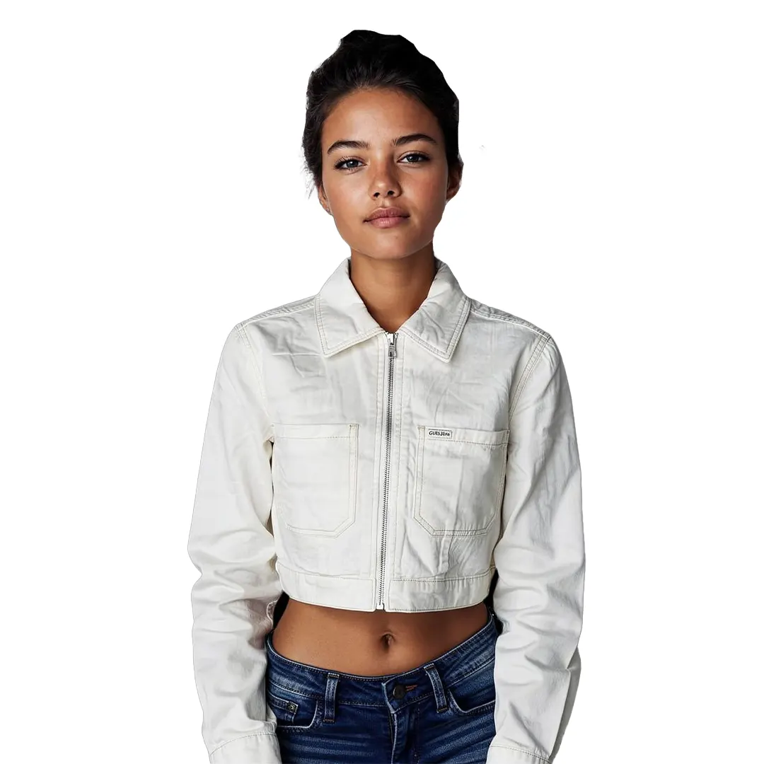 Giacca Jeans Crop Donna - Panna - S