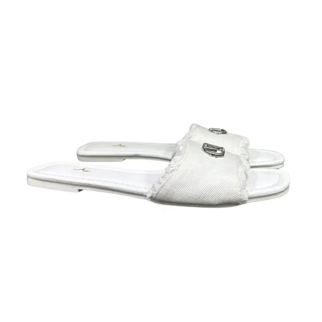 Ciabatte Donna - Bianco In Denim - 36