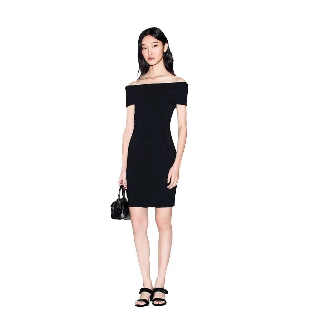Abito Corto Scollo Barca Donna - Nero - S