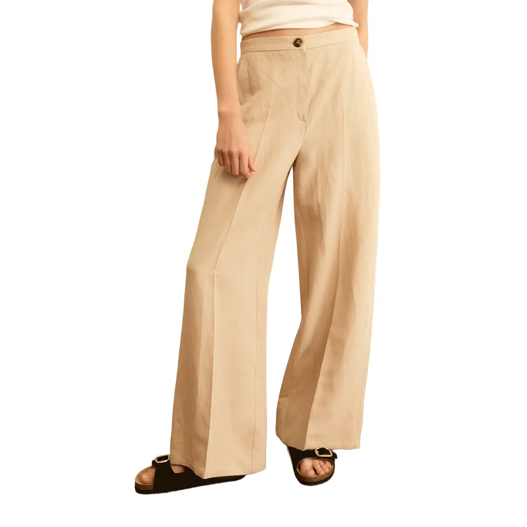 Pantalone Fluido Misto Lino Donna
