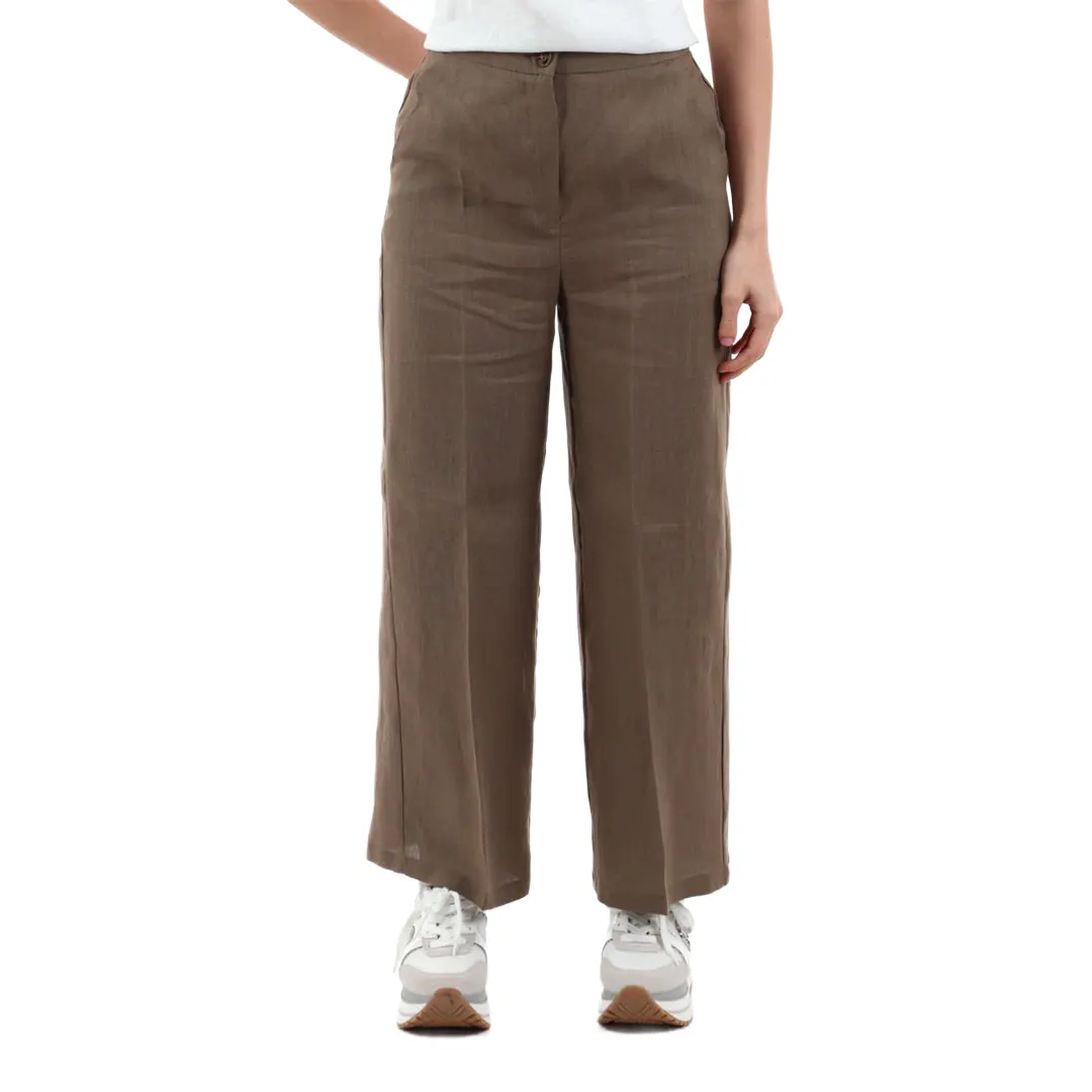 Pantalone Lino Donna - Marrone - 42