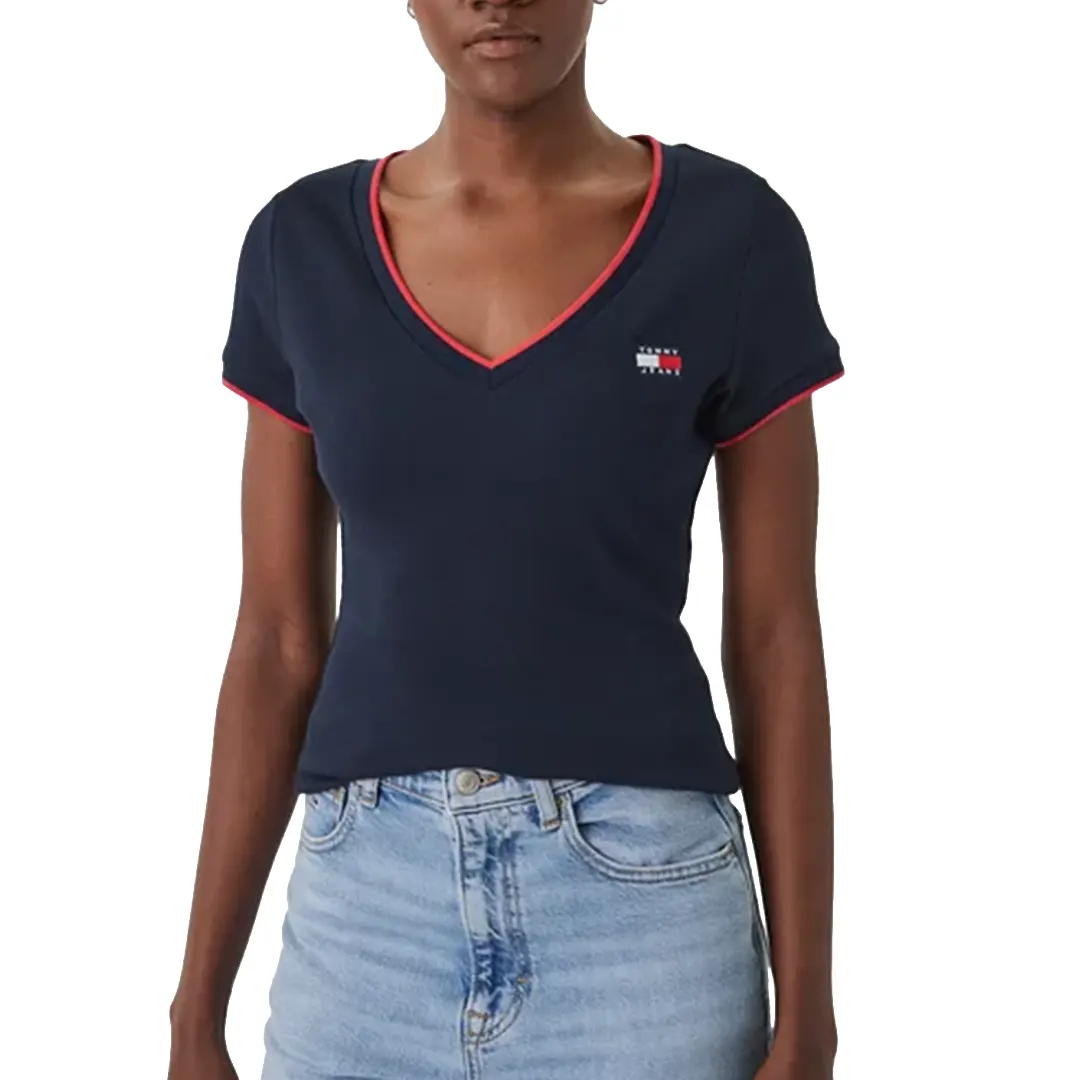 T-Shirt Scollo V Donna - Navy - S