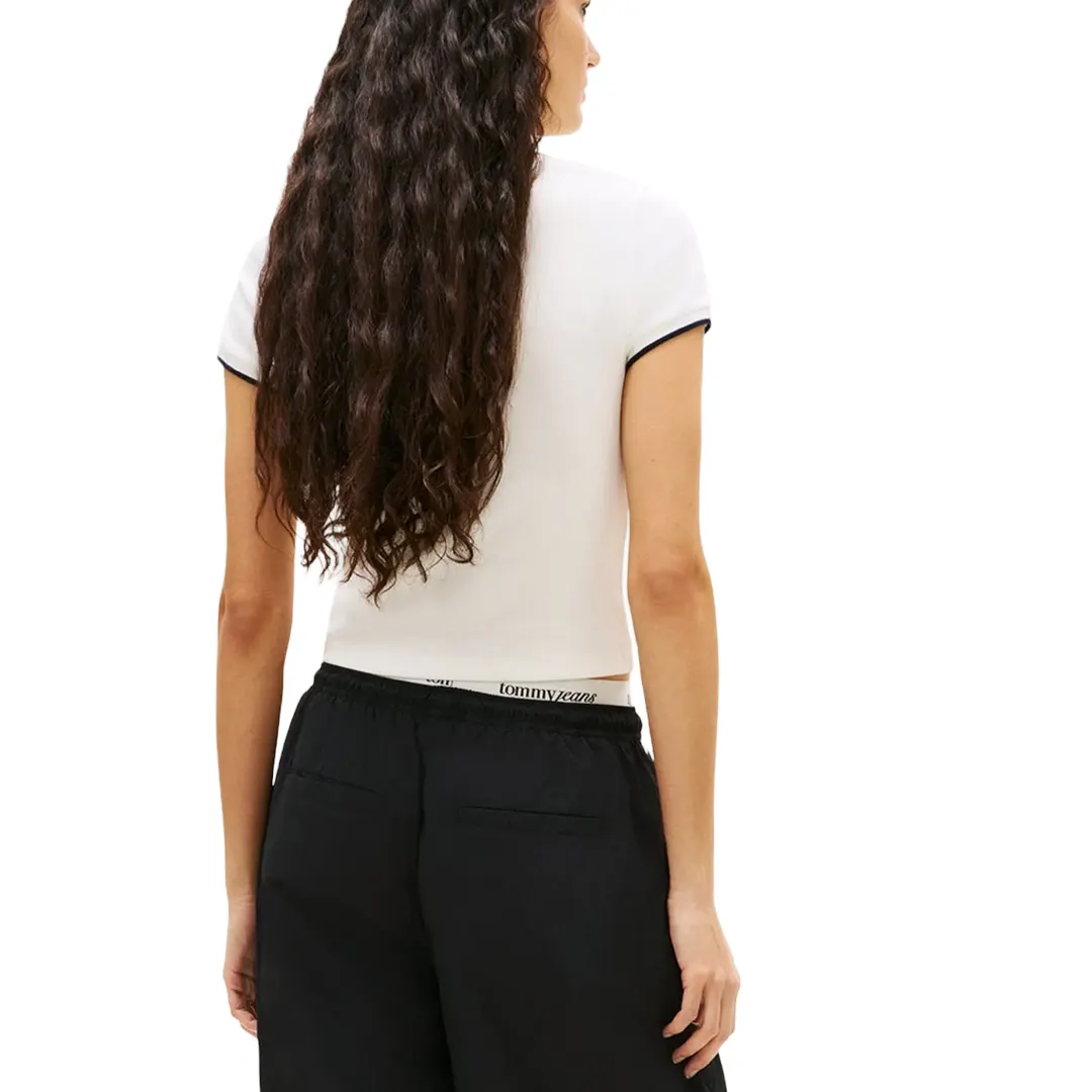 T-Shirt Scollo V Donna - Ecru - XS