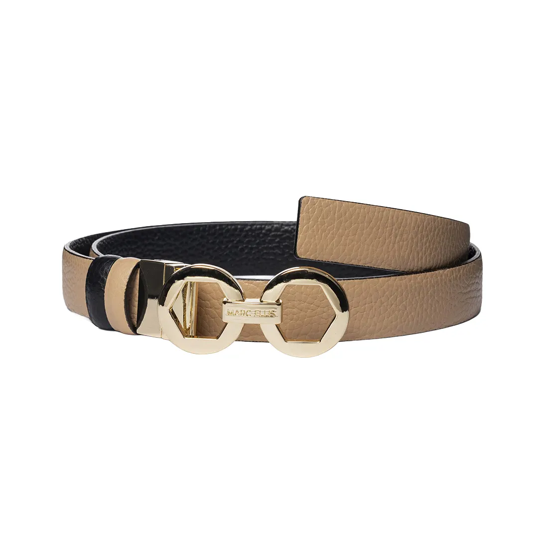 Cintura Reversibile Donna - Moka Mousse Black Gold - 85cm