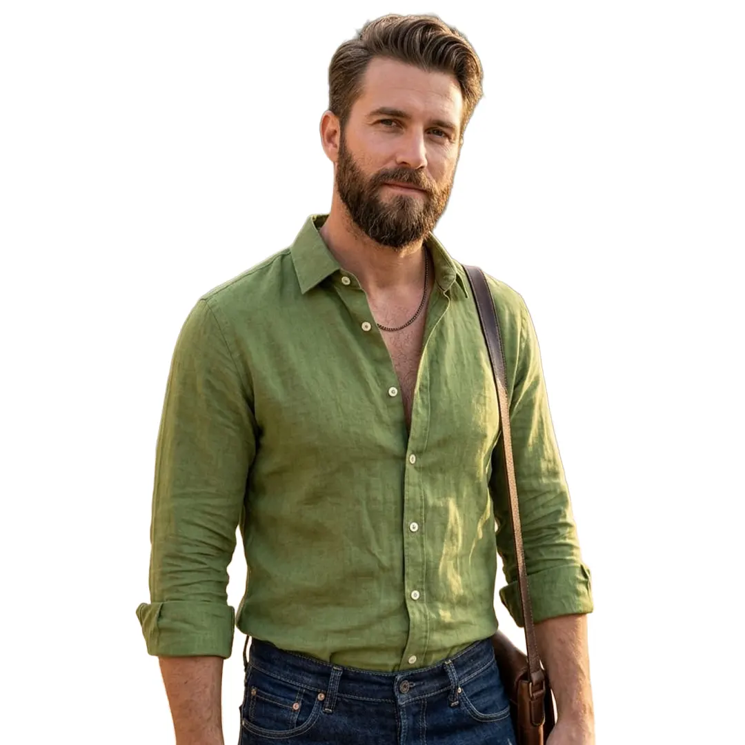 Camicia Lino - Pesto Green - S