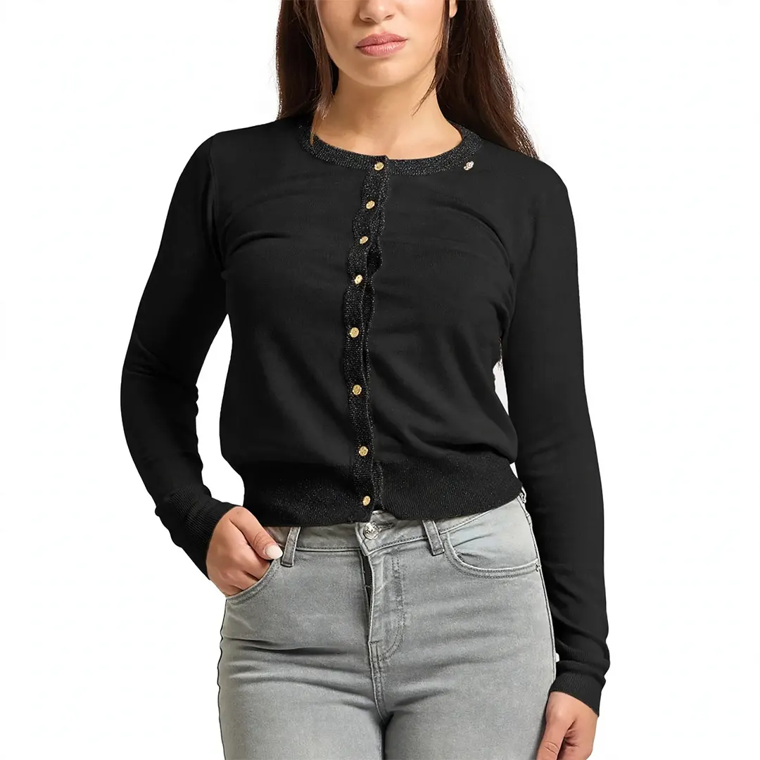 Cardigan Bottoni Donna - Nero - XS