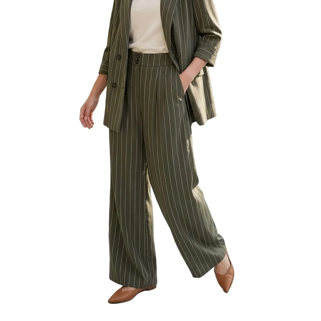 Pantalone Gessato Donna - Verde Militare - 42