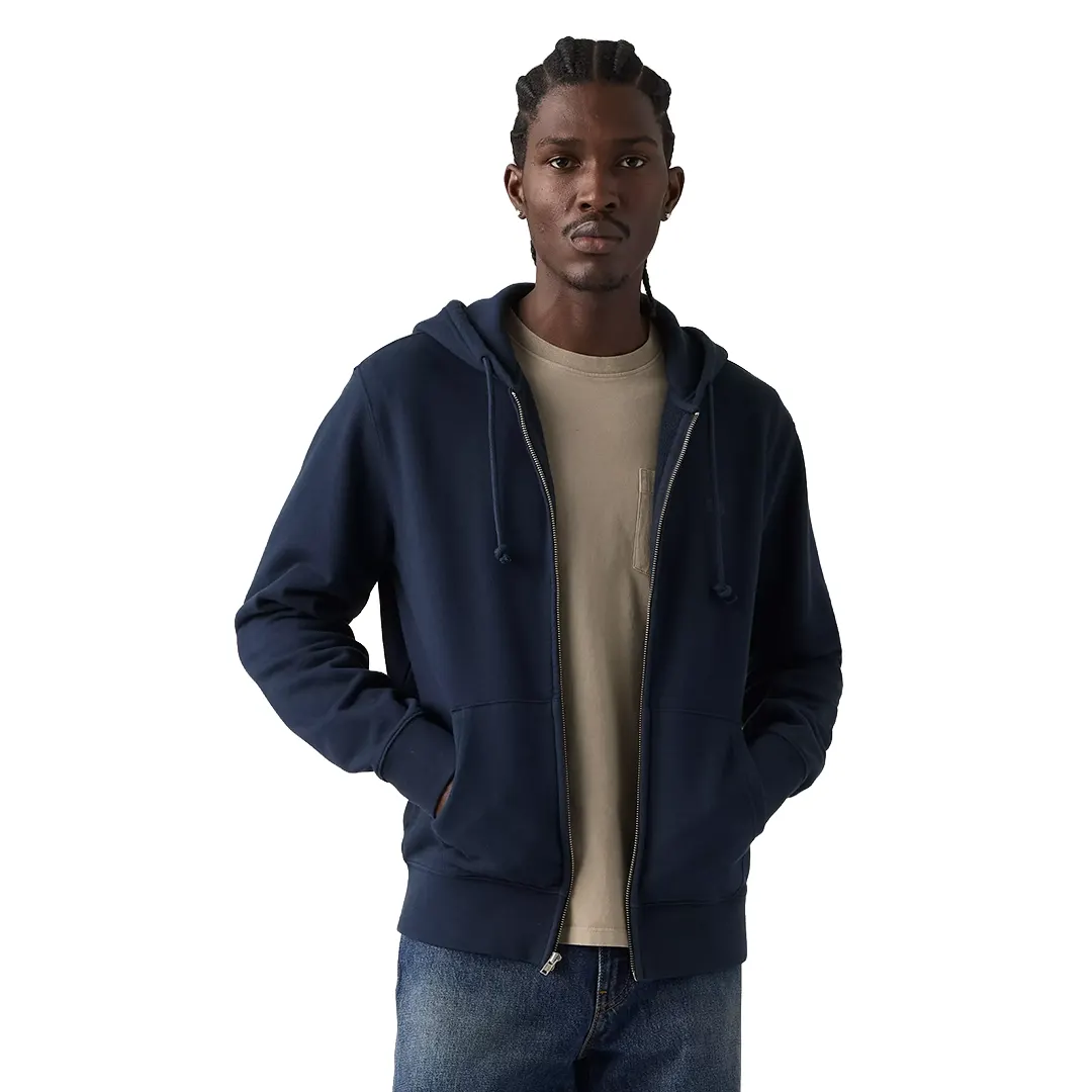Felpa Zip Cappuccio - Navy - S
