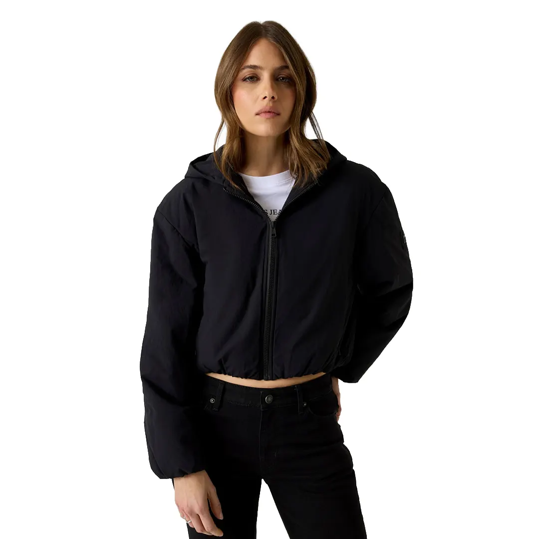 Giacca Corta Bomber Cappuccio Donna - Nero - XS