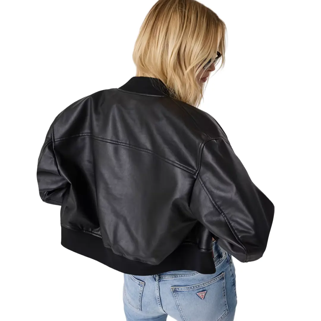 Giacca Bomber Similpelle Donna - Nero - XS