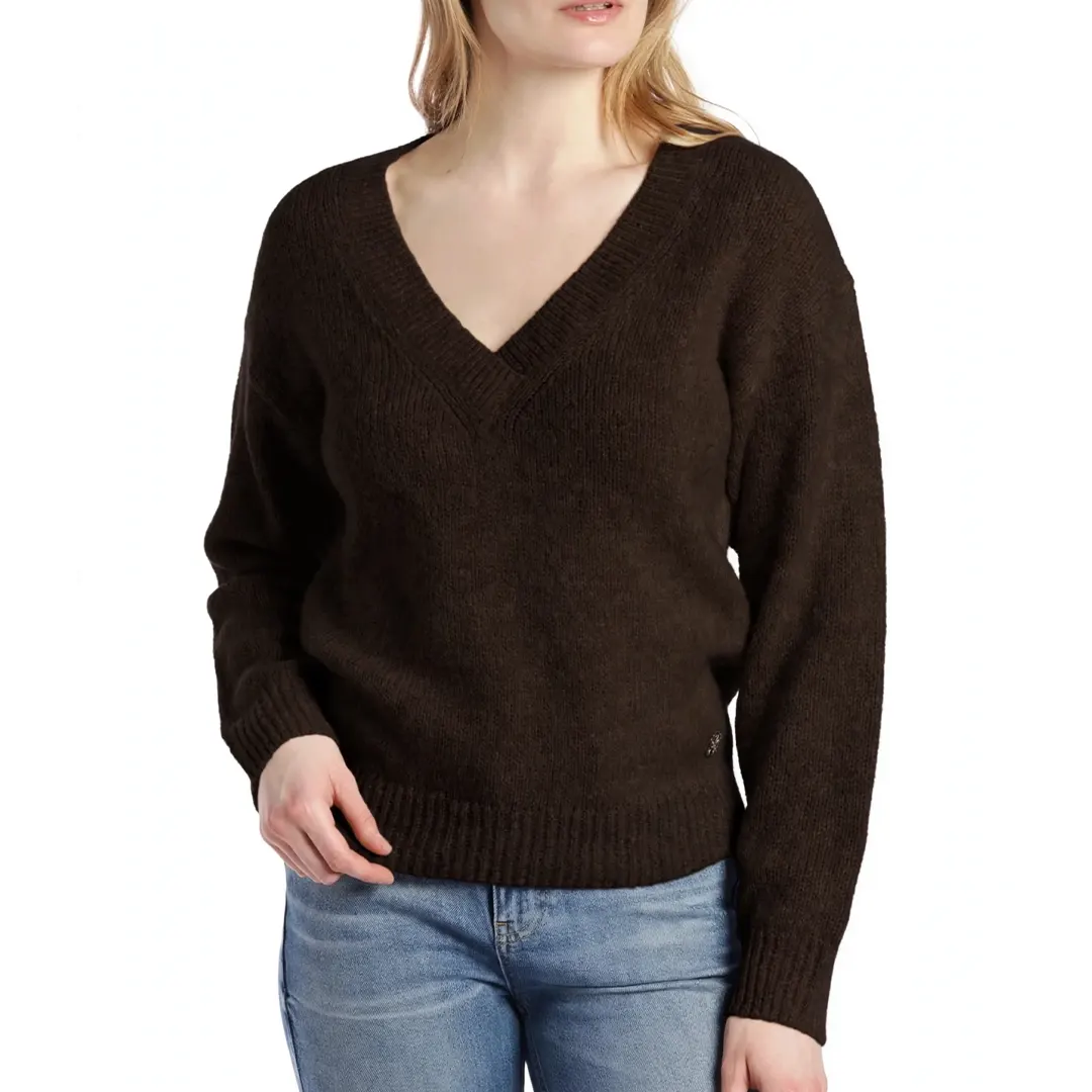Maglia Scollo V - Marrone - XS