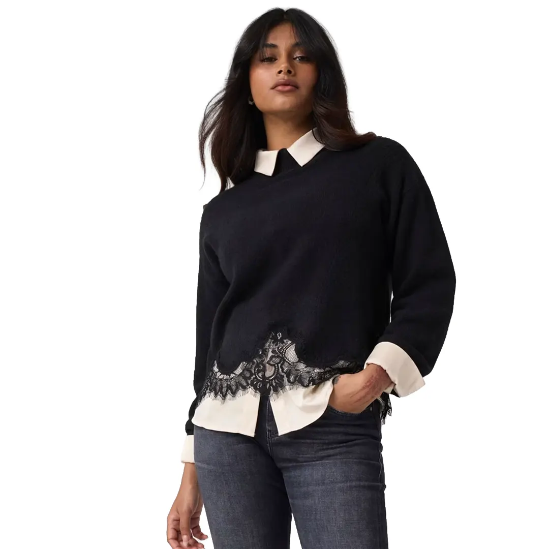 Maglia Paricollo Pizzo - Nero - S