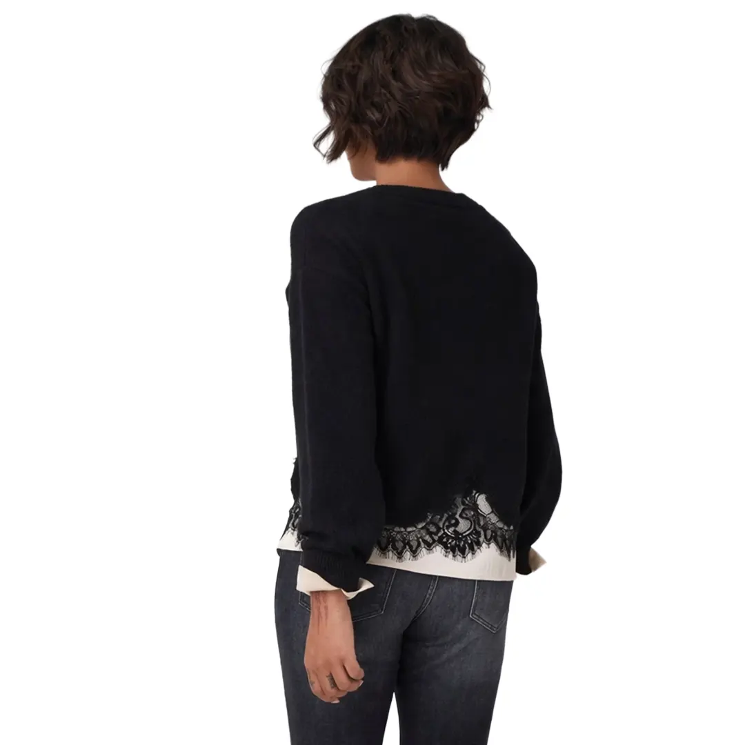 Maglia Paricollo Pizzo - Nero - S