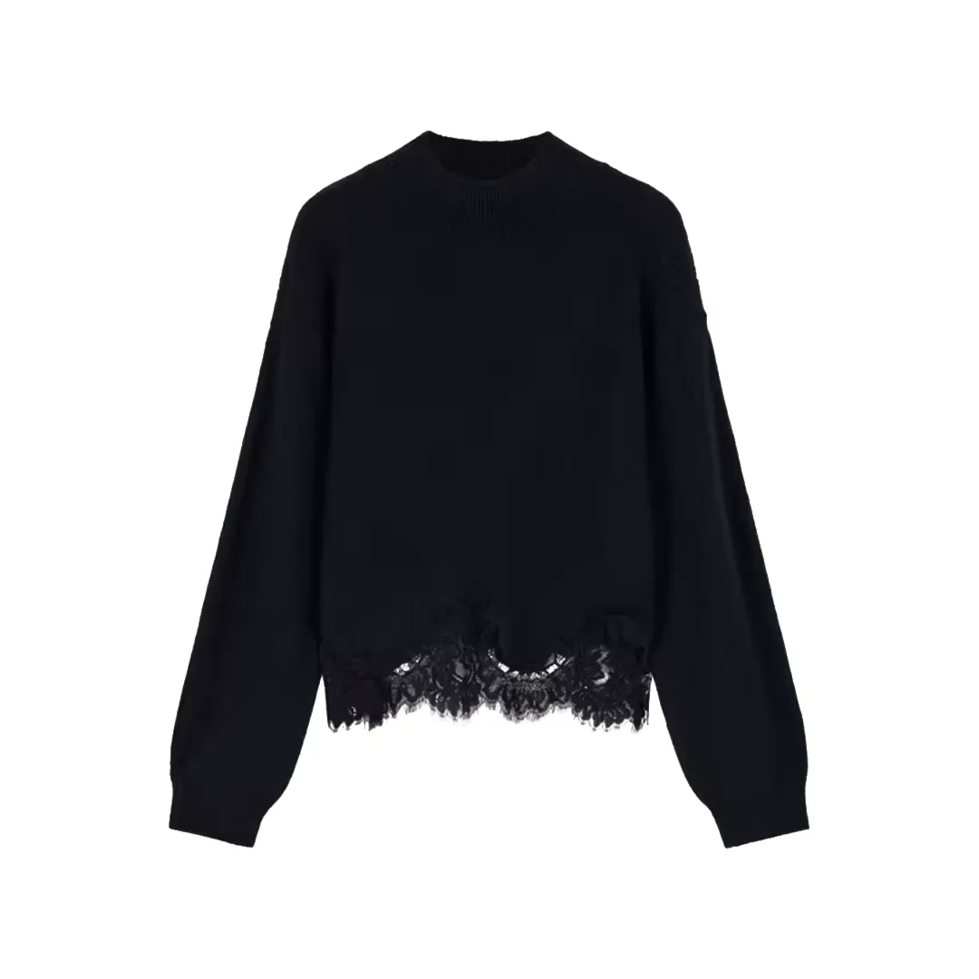Maglia Paricollo Pizzo - Nero - S