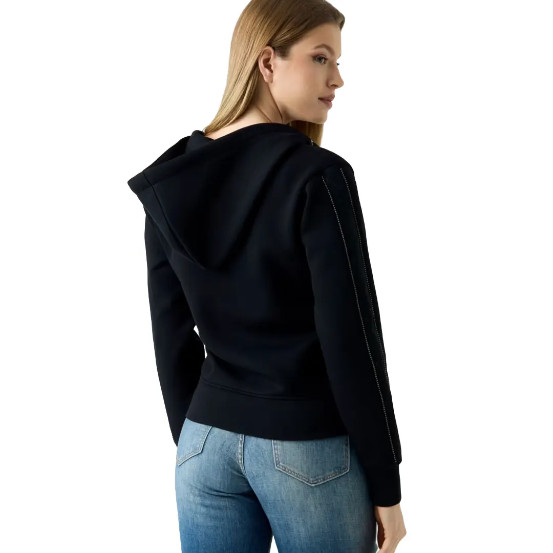 Felpa Cappuccio Zip Donna - Nero - XS