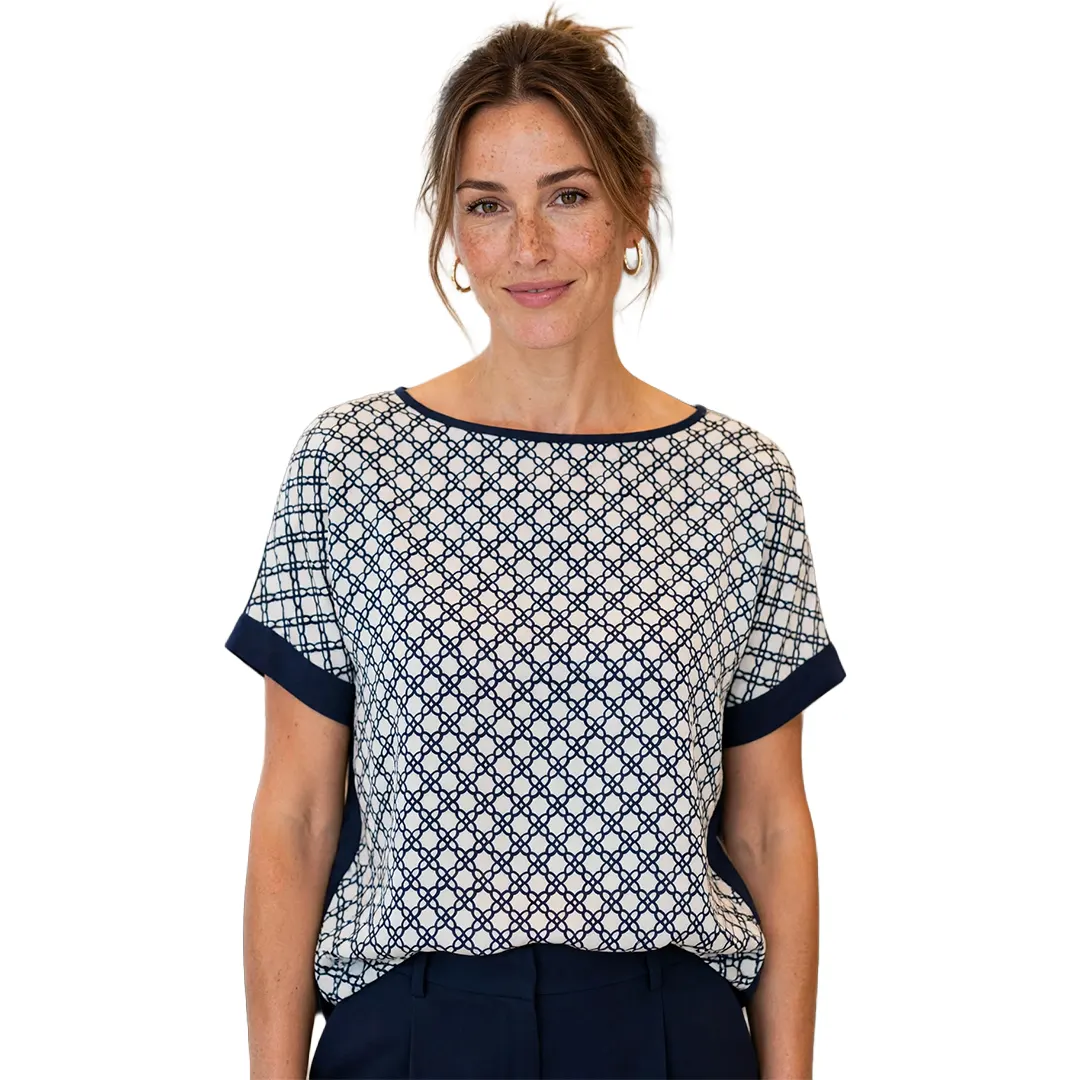 Blusa T-Shirt Donna - Bianco Nero - 42