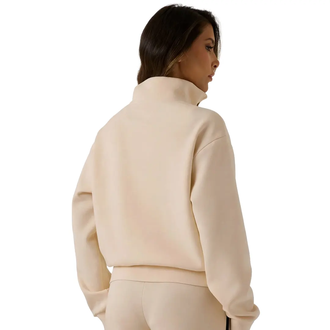 Felpa Collo Alto Zip Donna - Beige - XS
