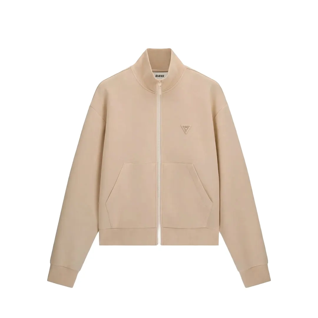 Felpa Collo Alto Zip Donna - Beige - XS