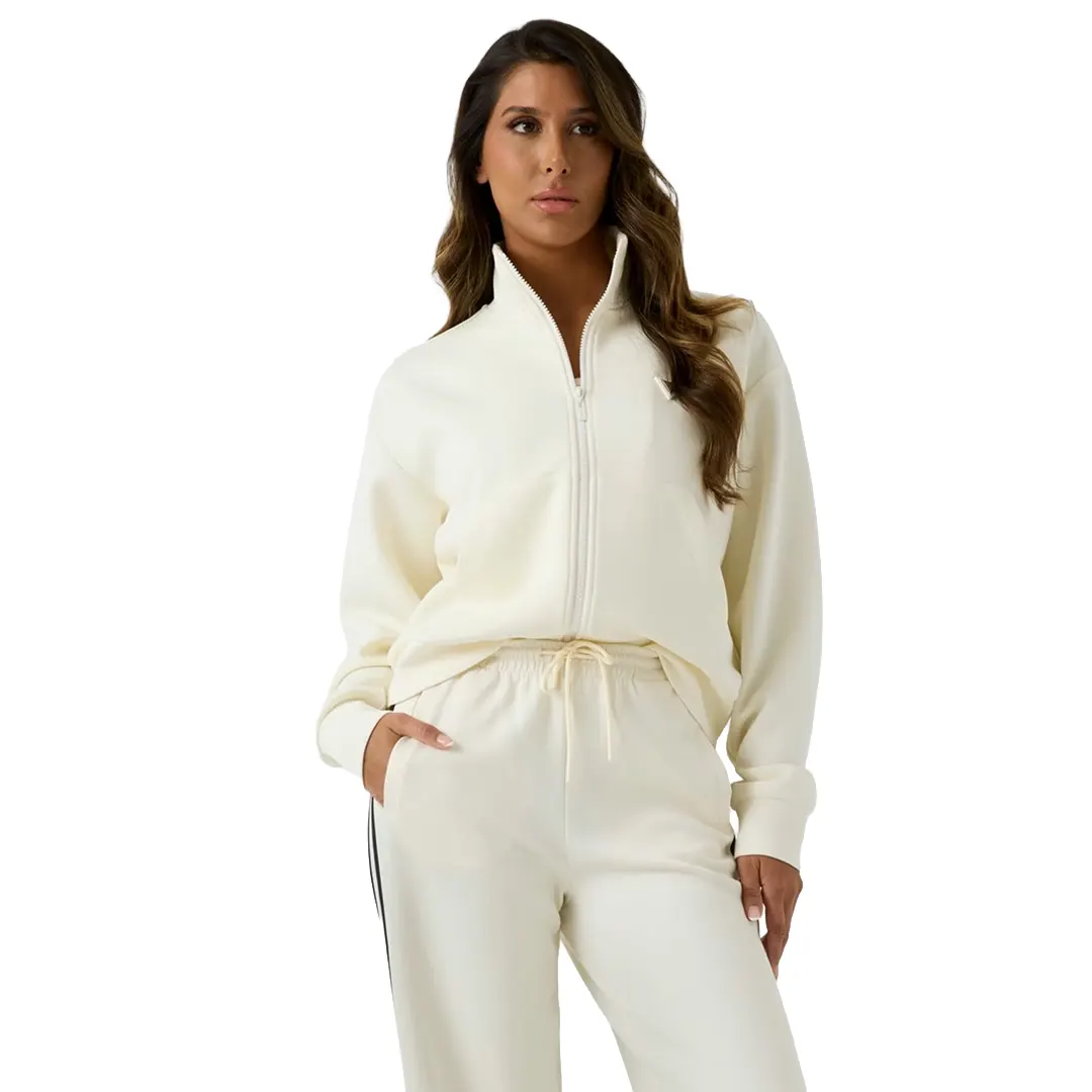 Felpa Collo Alto Zip Donna - Off White - XS