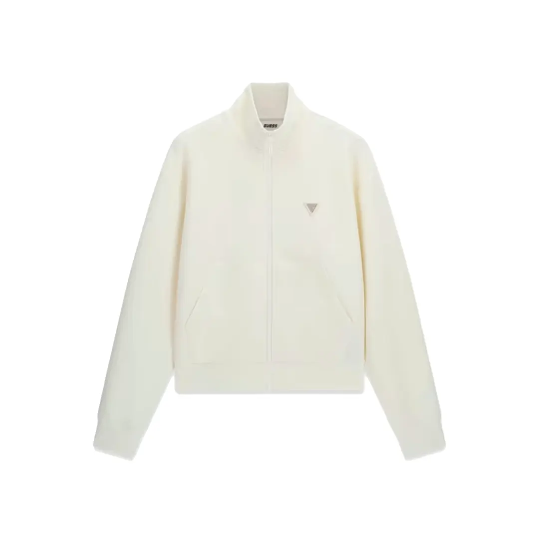 Felpa Collo Alto Zip Donna - Off White - XS