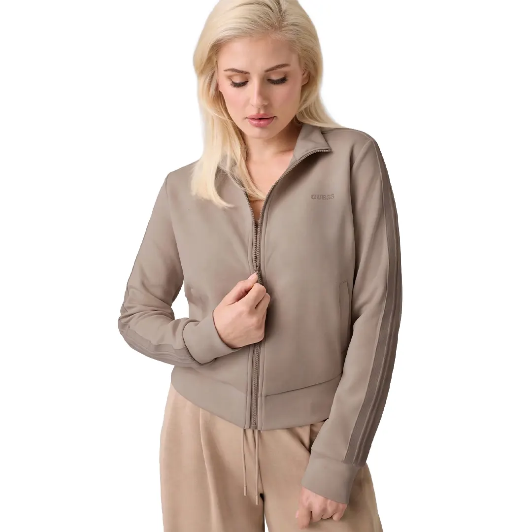 Felpa Collo Alto Zip Donna - Tortora - XS